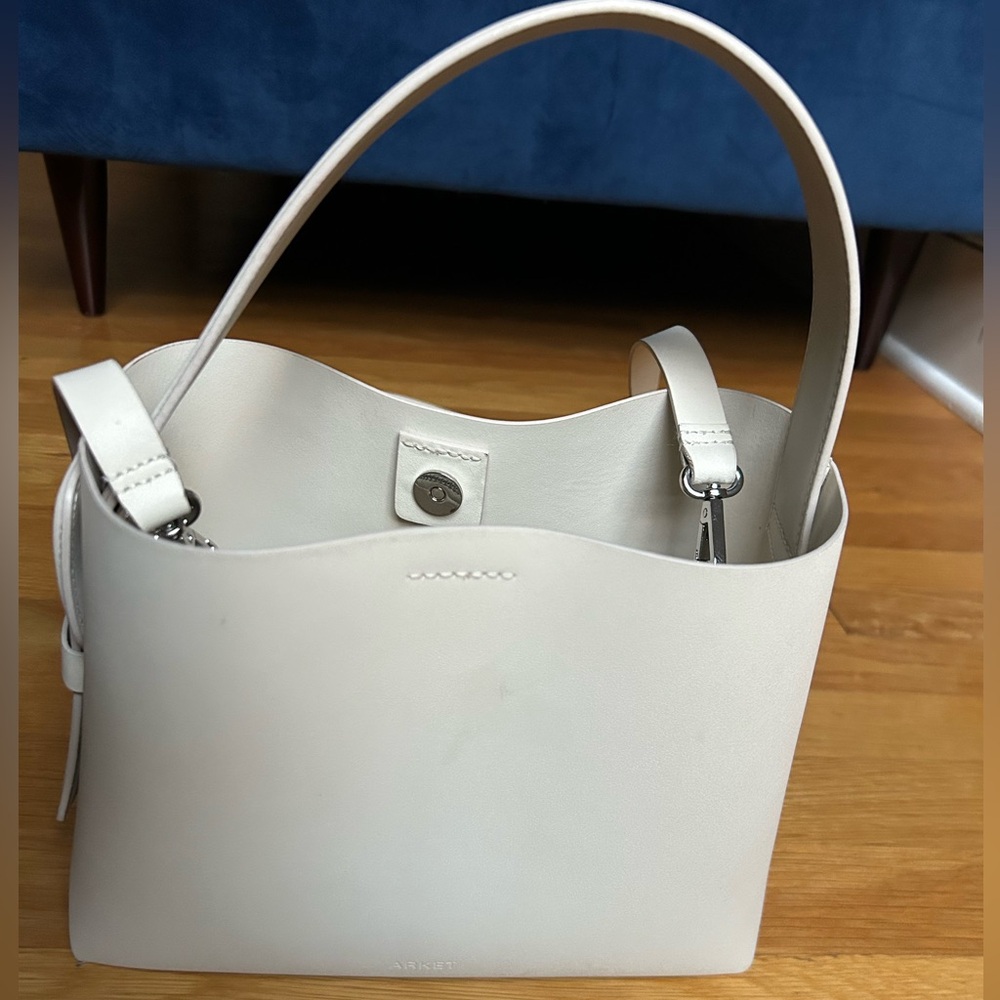 Arket leather crossbody bag. White/cream color. Removable strap.